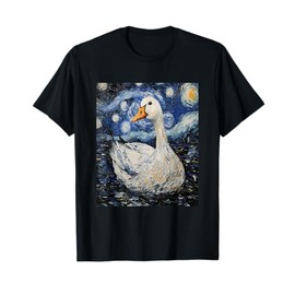 Funny Goose Duck - Van Gogh Style - Starry Night T-Shirt