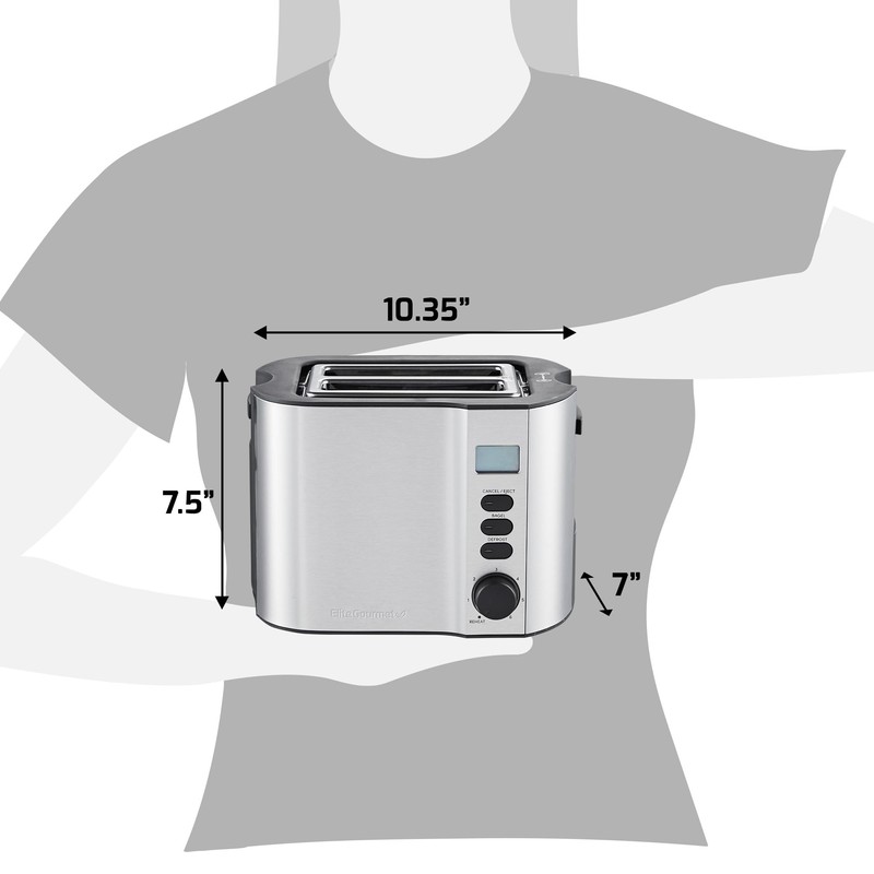 Elite Gourmet ECT2145 Extra Wide Slot 2-Slice Toaster, Bagel Function