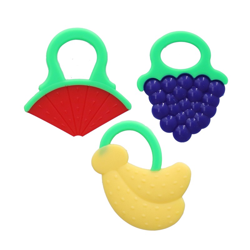 3Pcs Baby Teething Toys Lovely Fruit Shape Teeth Discomfort Relief