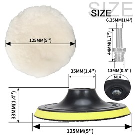 NuoDunco 7 Pieces 5 Inch Wool Polishing Pad Wool Bonnet Pad Wool Polishing Hook and Loop Buffing Pad Woolen Polishing Waxing Pads Drill Polishing Pad Kit for Car Polishing