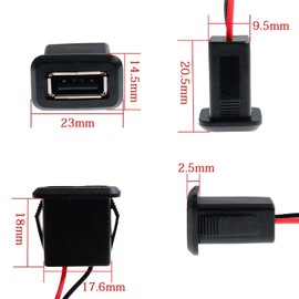 Typheoniks 2Pin USB 2.0 USB Female Pigtail Cable Power Jack DC 5V 3A Charging Port Connector Charge Interface with Open Cable USB Charger Flush Mount Socket for DIY Repairing