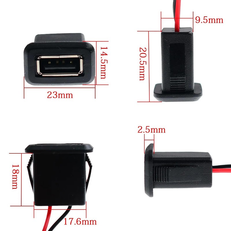Typheoniks 2Pin USB 2.0 USB Female Pigtail Cable Power Jack