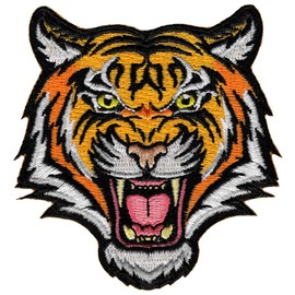 UTOO Embroidered Iron-On Applique Roaring Bengal Striped Souvenir t