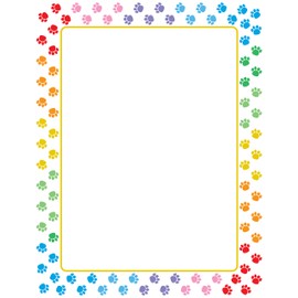 50 Sheets Designer Paper - Paw Prints Great for Flyers, Writing Classroom Letters, Motivation, Party Invitations, School Flyers or Office Notes, Invitations & Printing Supplies Dog Paw School Mascot