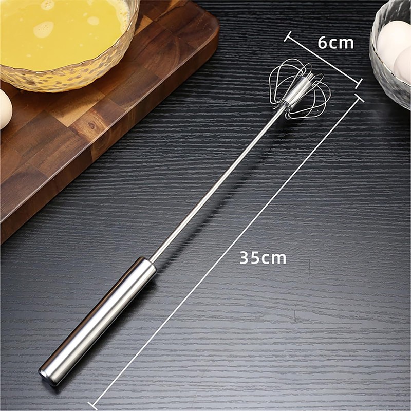 AIMALL Semi-Automatic Stainless Steel Whisk, Hand Push Egg Beater and