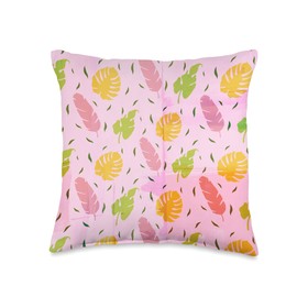 Nature Lover Summer Time Accent Fuchsia Sunshine Nature Tropical Leaves Summer Outdoor Sunny Throw Pillow, 16x16, Multicolor