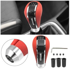 Keedin Car Gear Shift Knob, 5 Speed Manual Shift Lever Stick, Universal Leather Gear Shift Lever with 3 Shifter Adapter 8mm 10mm 12mm, Accessories Auto Parts for Manual Car, Truck, Off-Road Vehicles