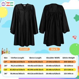 Bokon 4 Pcs Kindergarten Preschool Graduation Cap and Gown with 2025 Tassel Graduation Stole and Certificate for Toddler Kids(36,Black)