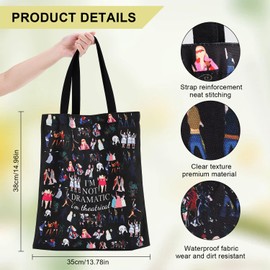 Broadway Musical Theatre Gifts, Makeup Bag for Theatre Gifts, Broadway Handbag I'm Not Dramatic I'm Theatrical, Double-sided Printing Zipper Pouch for Musicals Gifts (Black)