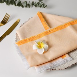 Getfitsoo Juego de 8 servilletas de tela hechas a mano, servilletas de algodón con dos colores de flecos, 45 x 45 cm servilletas suaves de cena lavables para Acción de Gracias, boda, decoración de