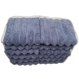 Soft Washcloths 12 Pack, High Absorbent Microfiber Ribbed Essential Washcloths for Bathroom, Home, Hotel, Spa, Beach, Pool, Gym (Washcloth - Set of 12, Blue)