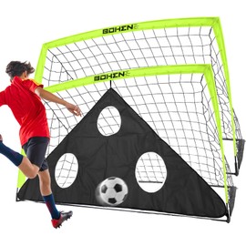 BOHEN 6x4FT Portable Soccer Goal for Kids Backyard with Carry Bag - Easy Folding Lightweight Fun for Outdoor Indoor Training Games for Teen Youth Adult (Light Yellow, 6x4FT, 2 Pack)