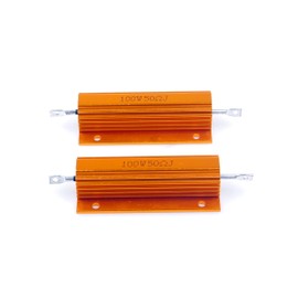 LM YN 100 Watt 50 Ohm 5% Wirewound Resistor Electronic Aluminium Shell Resistors Gold Suitable For Inverter, LED lights,Frequency Divider, Servo Industry 2-Pcs
