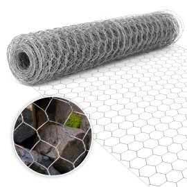 Chicken Wire 23GA 0.6mm in Poultry Wire Netting Hexagonal Galvanized Mesh Garden Fence  Pet Rabbit Chicken Fencing 24''X50FTcolor: Light Grey
