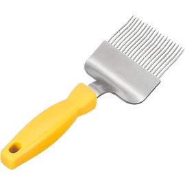 LATRAT Discapping Fork, Stainless Steel Beekeeping Equipment Accessories, Stainless Steel Tines Discovery Fork, Beekeeping Tool with Plastic Handle, Yellow