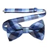 HISDERN Bow Ties for Men Plaid Blue Mens Bowtie Pretied
