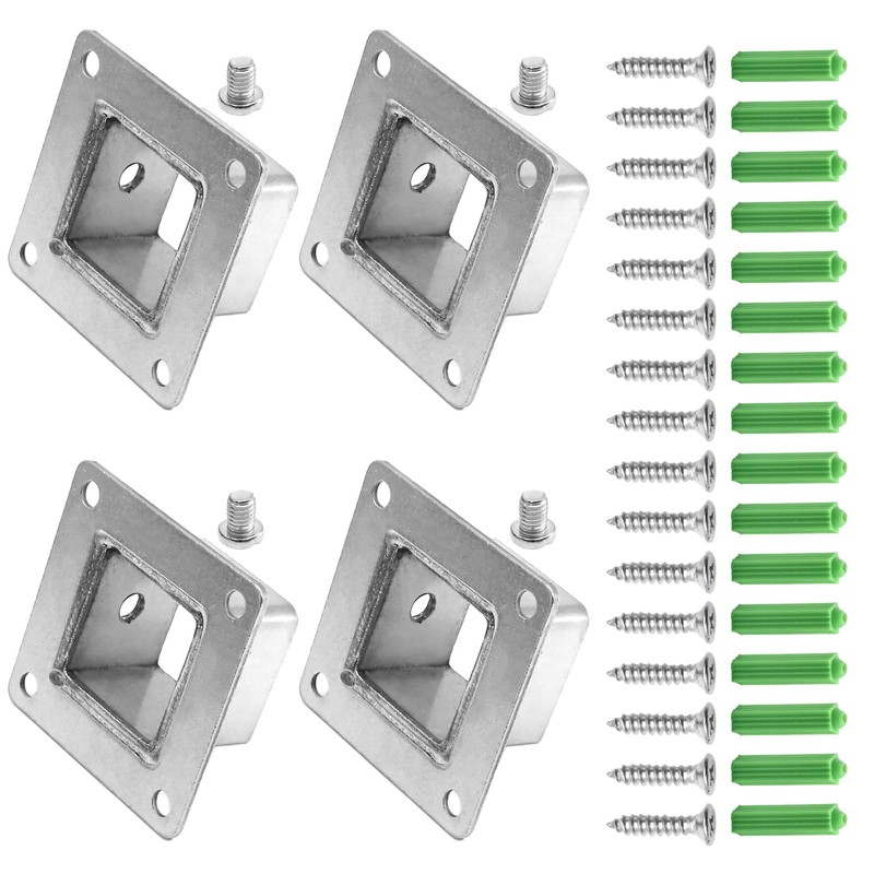 Aynaxcol 4Pcs Square Post Bases Flange Anchor Bases Stainless Steel