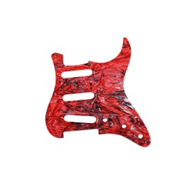 Guyker 11 Hole S/S/S Guitar Pickguard, Modern Resin Strat ST Style SSS Pick Guard Scratch Back Plate Cover for Electric Guitar Replacement Part, PG003 Red