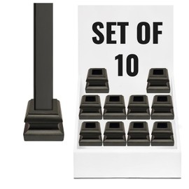 Decorex Hardware Aluminum Flat Base Shoe - DIY-Friendly Metal Balusters Shoe Base Staircase - Powder Coated Satin Black Stair Spindles Bases - Set of 10, for 1/2" Square Balusters - DH-30