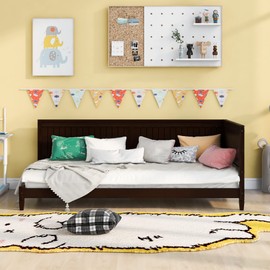 Harper & Bright Designs Twin Daybed Frame, Twin Size Platform Bed with Slat Support, Sturdy Wood Twin Sofa Bed for Living Room, Bedroom, No Box Spring Needed (Twin, Espreso)