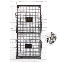 Two Tier Wall File Holder – Durable Antique Copper Metal Rack with Spacious Slots for Easy Organization, Mounts on Wall and Door for Office, Home, and Work – by Designstyles