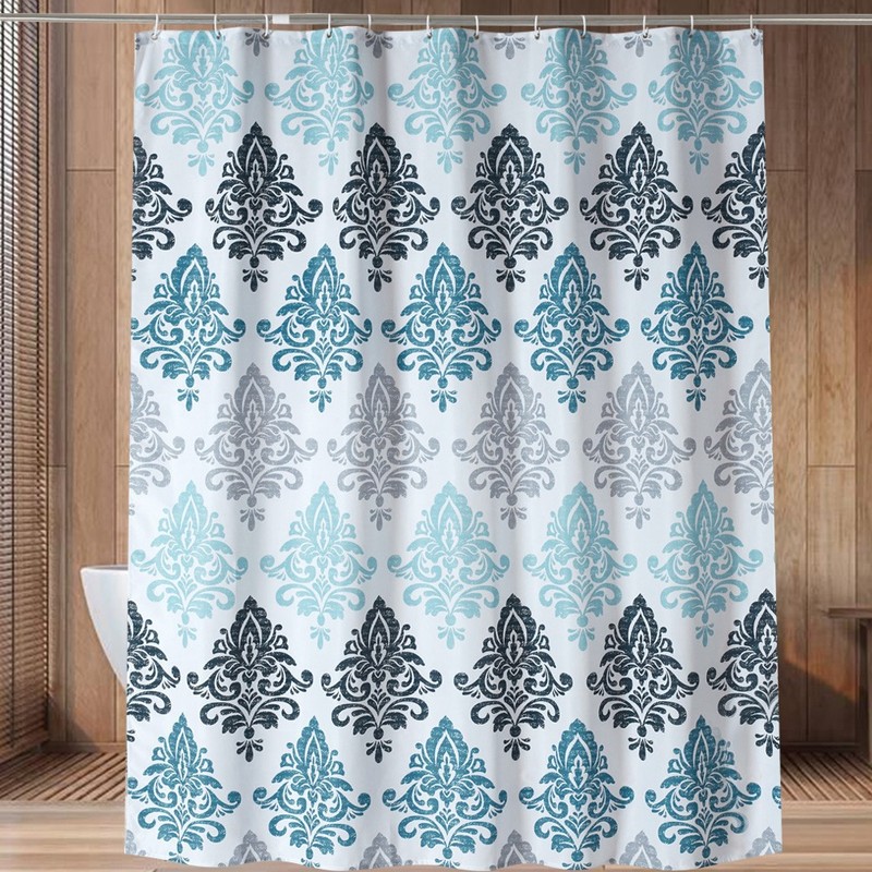Polyester Striped Painting Shower Bath Curtain Waterproof Bathroom Curtain (S)