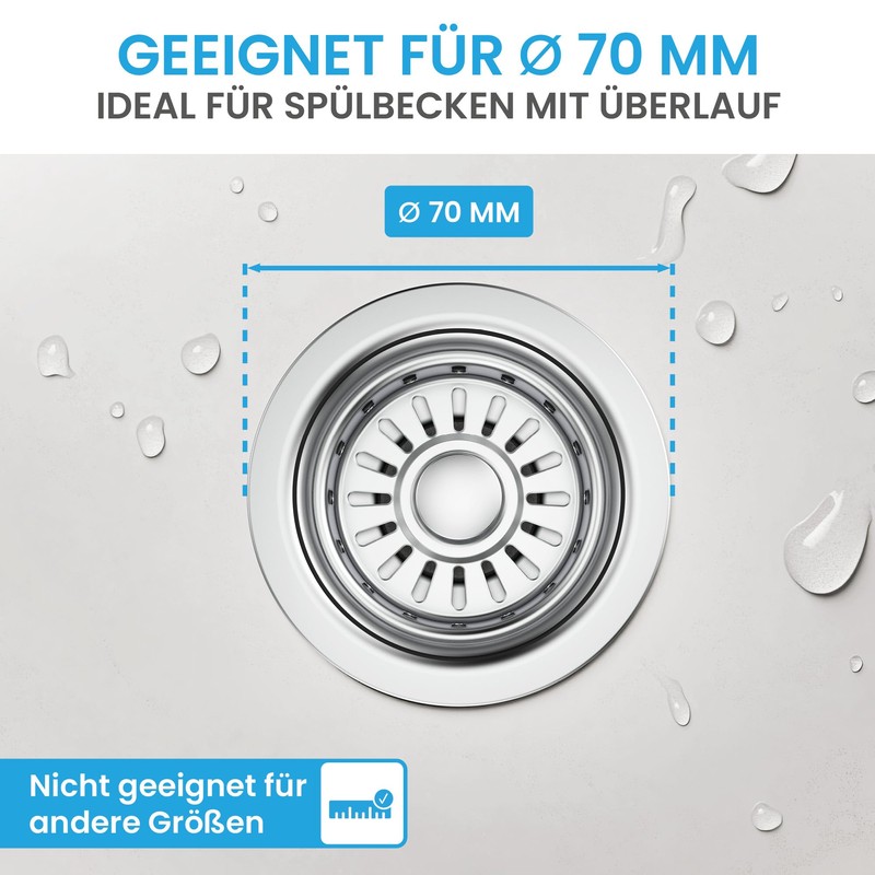 Bächlein Pop-Up Drain Fitting for the Sink, Diameter 70 mm