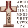 PH PandaHall Wooden Baseball Cross Ornaments for Craft, Table Top
