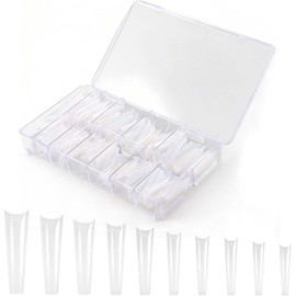 Nivofu 480 Piezas Uñas Postizas Largas y Transparentes, No C Curve Square Flat Nail Tips, Recto, Cónico, Uñas Postizas Francesas de Cobertura Completa para Salón de Uñas y Arte de Uñas DIY