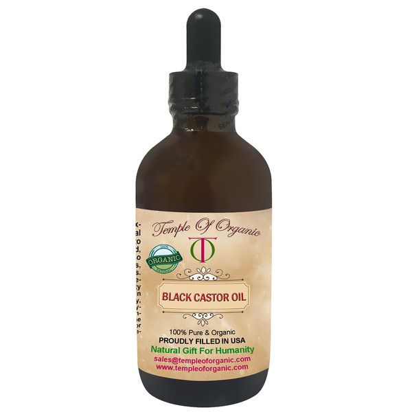 OrganicJamaican Black Castor Oil 4 oz In Glass Droper Bottle