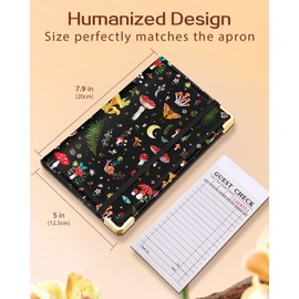 Slohif Server Book for Waitress Cute Serving Books with Zipper Pocket Accessories Leather Server Check Book Restaurant Waiter Server Booklet Organizer Ticket Book Holder Mushroom