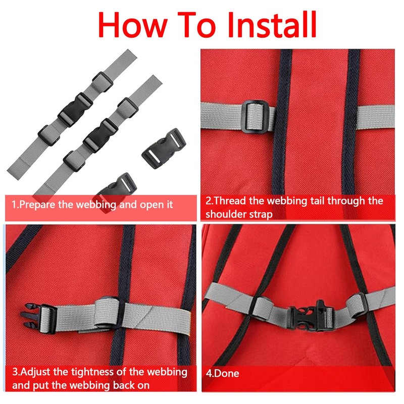 Bamyli 2 Pcs Backpack Chest Strap,Adjustable Backpack Sternum Strap Heavy