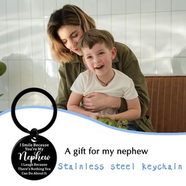 Nephew Gifts from Aunt Auntie, Nephew Birthday Gifts for Nephew Funny Keychain Gifts for Nephew I Love You Gifts for Nephew Birthday Gift for Nephew Gag Keyring Gifts for Nephew Black Key Chain