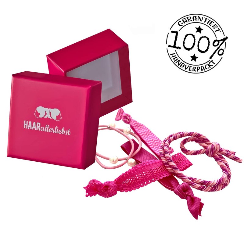HAARallerliebst 5 x Hair Bobbles Bracelets with Storage Box (Pink