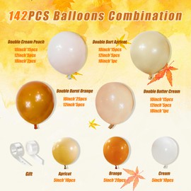 Fall Balloons Garland Arch Kit-142PCS Burnt Orange Balloons, for Baby Shower Bridal Shower Fall Themed Thanksgiving Birthday Party Decorations