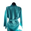 Womens Short Kimono Solid Satin Lounge Robe, Medium, Turquoise Blue