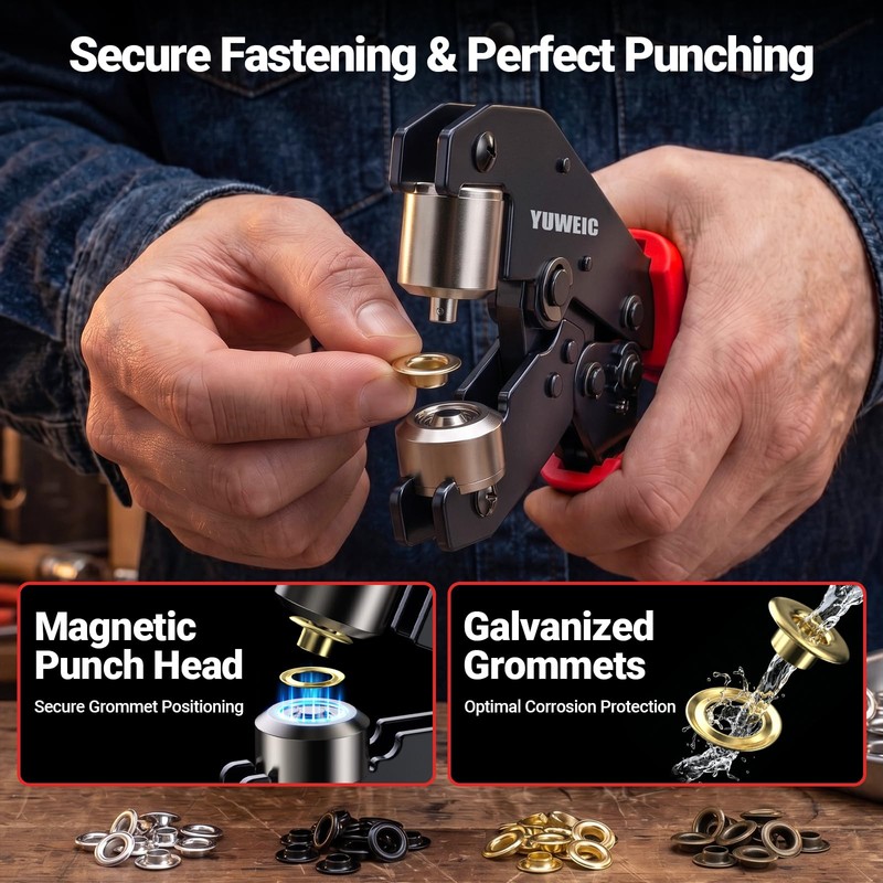 Grommet Tool Kit with 1/4" Punch Self-Locking Eyelet Tool with