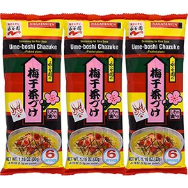 Nagatanien Ume-Boshi Chazuke 6pcs Pickled Plum Flavor 1.16oz (3 Pack)