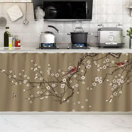 SK Studio Short Curtains for Kitchen, Cabinet Shelf Dust-Proof Blackout Tier Cafe Curtain Under Sink Skirt for Bathroom Laundry Room Style 10, 55.1" W x 23.6" H