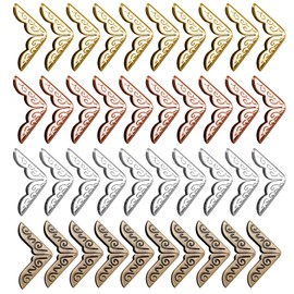 80 PCS Book Corner Protectors,Vintage Carved Metal Book Corners Durable Lightweight,4 Color Photo Corners for Scrap Book,for Book Notebook Folder Photo Album Frame Protection