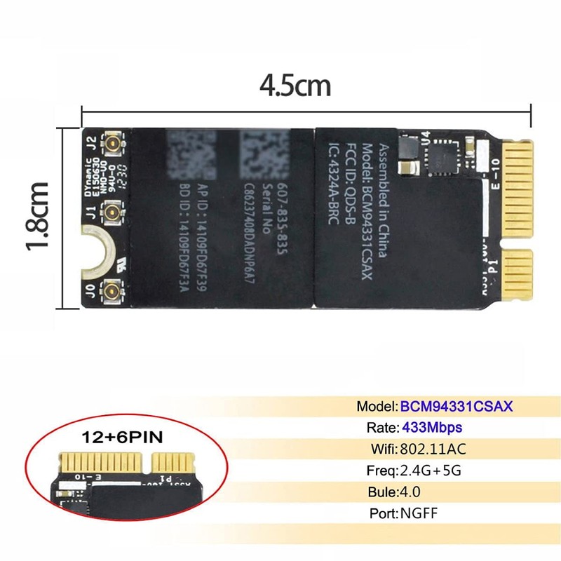 ChenYang CY Bluetooth Wireless WiFi Card Adapter BCM94331CSAX BCM94331CSDAX BCM4331