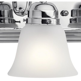 Kichler 30" 4-Light Vanity Bath Light in Chrome, Modern Bathroom Light with Clear Satin Etched Glass, ("30" W x 8" H), 5338CHS