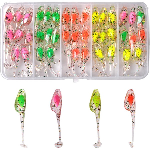 40PCS Fishing Lure for Saltwater Freshwater,Bass Soft Plastic Lure Jigs