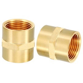 PATIKIL Brass Pipe Fittings Coupler, 2Pcs 3/4" x 3/4" NPT Female Thread Brass Hex Nipple Coupling Reducer Adapter Tubing Connector Adaptor for Water, Air, Oil, Gas Line System