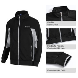 Rdruko Mens Tracksuits Sets Running Jackets Joggers 2 Piece Casual Sweatsuits Sports Lounge Wear Light Grey and Black XL