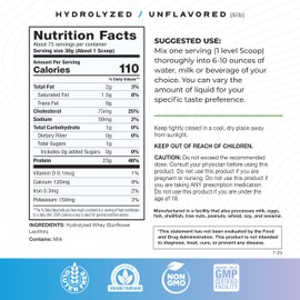 Muscle Feast Hydrolyzed Whey Protein Powder, Grass Fed and All Natural Hormone-Free, Hydro Whey Powder for Men and Women, Gluten Free, Non-GMO, Delicious Hydrolyzed Protein Powder, Unflavored, 5lb