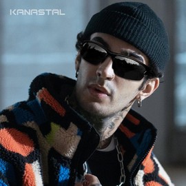 KANASTAL Black Sunglasses Wrap Around Polarised Mens Sports Cycling Glasses Curved Mens Womens Driving Running - Matte Black Frame Black Lens