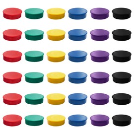 Pack of 12 Strong Assorted Coloured Round Flat Magnets - 24mm Whiteboard Office Fridge - by Janrax