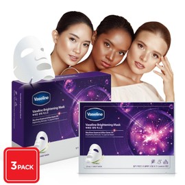 Vaseline Brightening Face Facial Mask Sheet - Skin Care Essence, HYDRATION RETENTION, SKIN BARRIER REINFORCEMENT (Pack of 1, 10 Count)[Made in Korea]