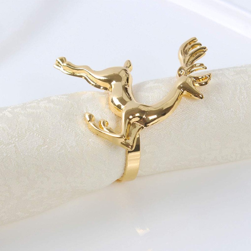 CENPEK 6 Pcs Elk Deer Napkin Rings Table Decorative Ornament